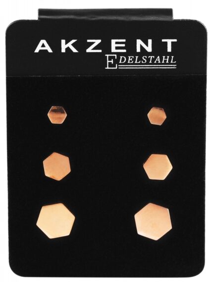 Akzent Edelstahl Ohrstecker Sechseck im Set