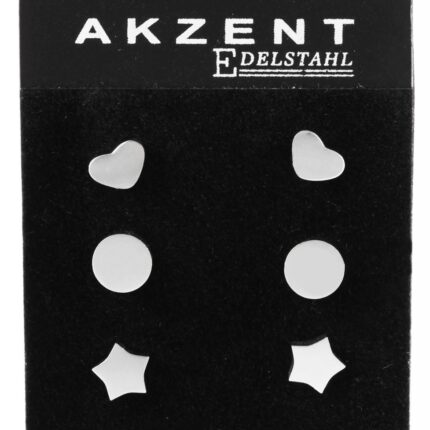 Akzent Ohrstecker im Set, Edelstahl