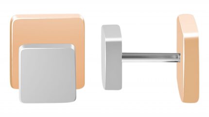 Akzent Edelstahl Front-Back Ohrstecker mit IP Beschichtung, quadratisch, bicolor