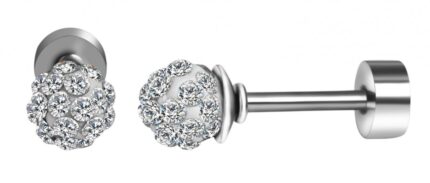 Akzent Edelstahl Labret mit Kugel und Similisteinen