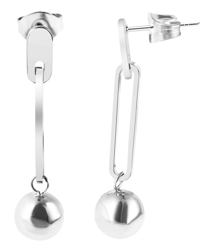 Akzent Stab-Ohrstecker mit Kugeln, Edelstahl - Image 1