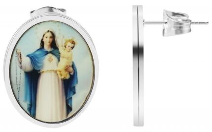 Akzent Ohrstecker, Edelstahl, "Maria Gottes", oval