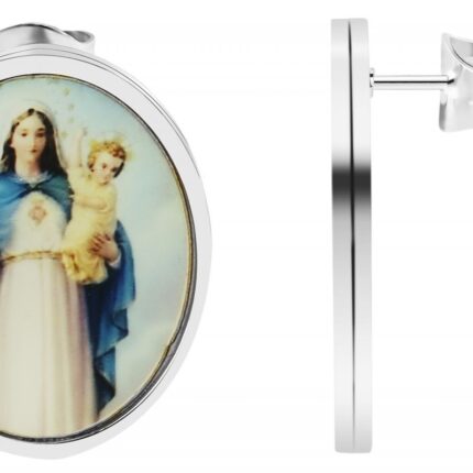 Akzent Ohrstecker, Edelstahl, "Maria Gottes", oval