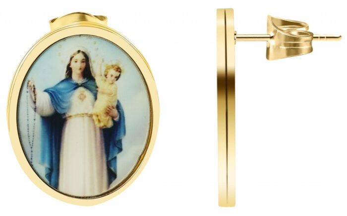 Akzent Ohrstecker, Edelstahl, "Maria Gottes", oval - Image 2