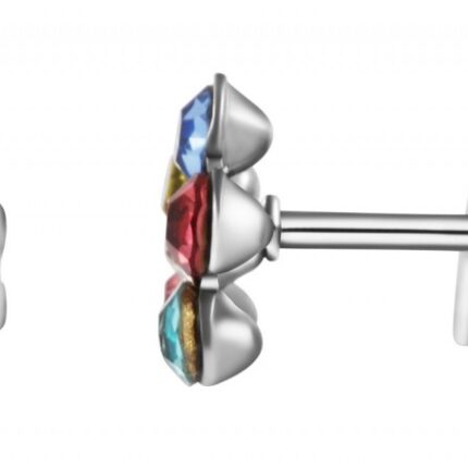Akzent Edelstahl Ohrstecker mit bunten Similisteinen