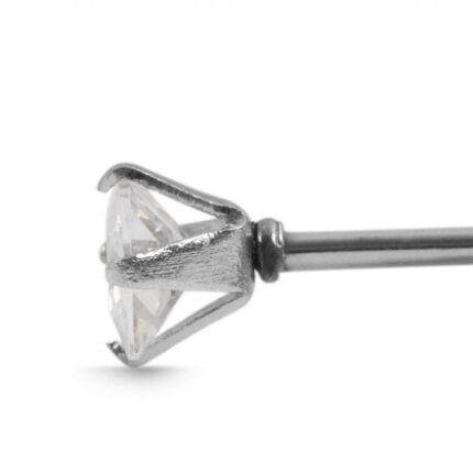Akzent Ohrstecker aus Edelstahl, quadratischer Zirkoniabesatz, 3 x 3 mm