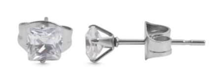 Akzent Ohrstecker aus Edelstahl mit Zirkonia in Krappenfassung