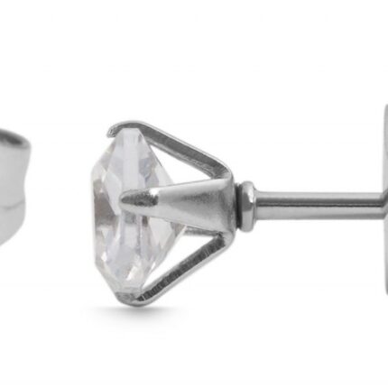 Akzent Ohrstecker aus Edelstahl mit Zirkonia in Krappenfassung