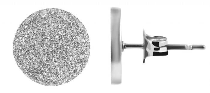 Akzent Edelstahl Ohrstecker, rund, sandgestrahlt - Image 1