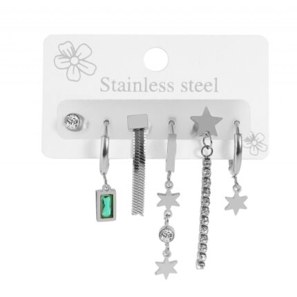 Akzent Ohrring 6er Set aus Edelsthal, 3 x Creolen, 3 x Ohrstecker, verschiede...