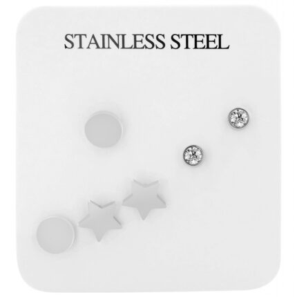 Akzent Ohrstecker Set "Idris", Edelstahl, 3er Pack