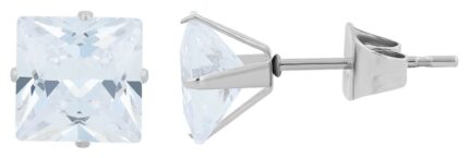 Akzent Ohrstecker "Wes" aus Edelstahl, quadratischer Zirkoniabesatz