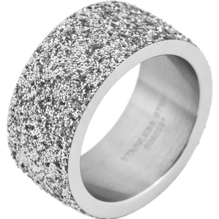 Akzent Damenring aus Edelstahl, silberfarben, Gr. 54-62, sandmatt