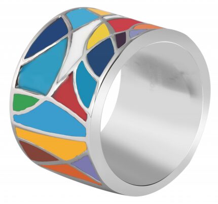 Akzent Damen-Ring aus Edelstahl, Mehrfarbig