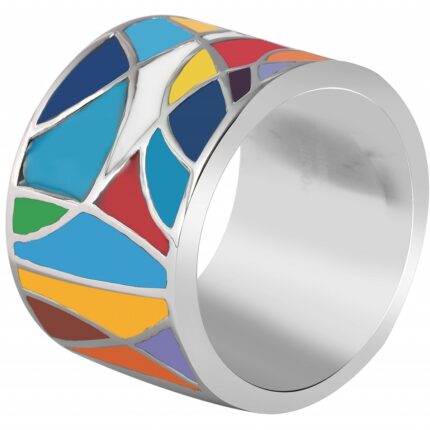 Akzent Damen-Ring aus Edelstahl, Mehrfarbig