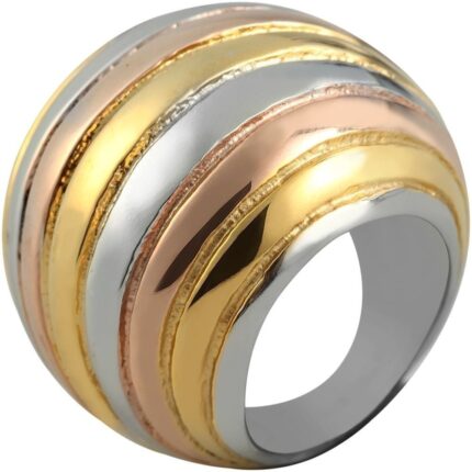 Akzent Edelstahlring für Damen, tricolor