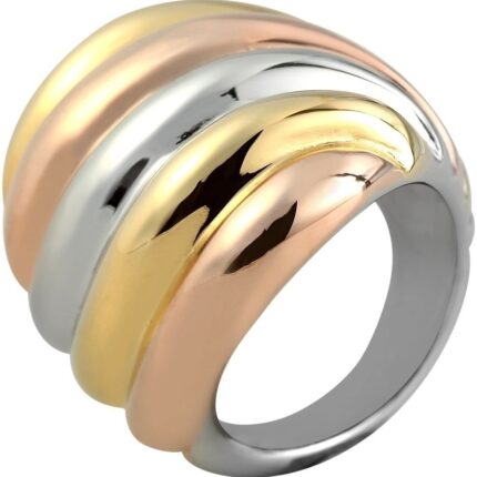 Akzent Edelstahlring für Damen, tricolor