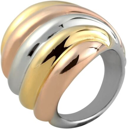 Akzent Edelstahlring für Damen, tricolor