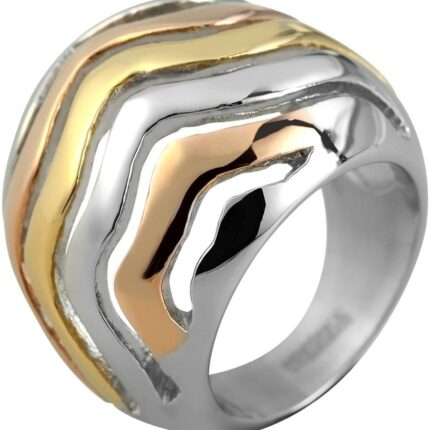 Akzent Edelstahlring für Damen, tricolor