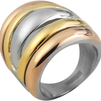 Akzent Edelstahlring für Damen, tricolor