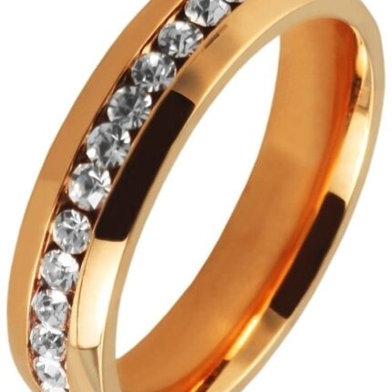Akzent Damen-Ring aus Edelstahl, roségoldfarbig, Similibesatz