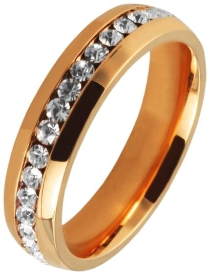 Akzent Damen-Ring aus Edelstahl, roségoldfarbig, Similibesatz
