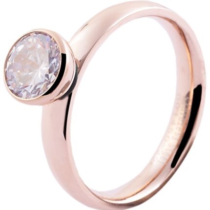 Akzent Damenring aus Edelstahl, Ringkopf wechselbar, ionenplattiert, roségold...
