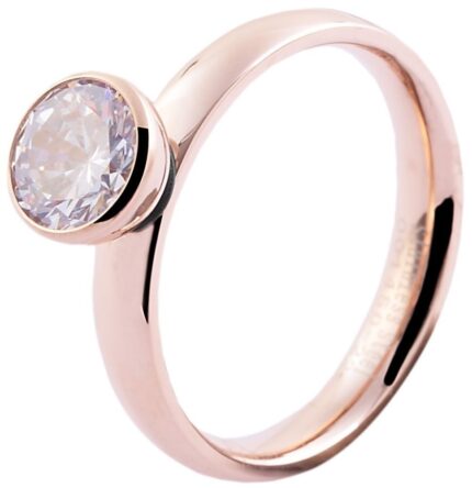 Akzent Damenring aus Edelstahl, Ringkopf wechselbar, ionenplattiert, roségold...