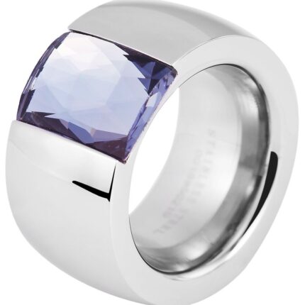 Akzent Damenring aus Edelstahl mit "smoky blue stone"