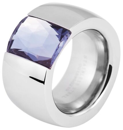 Akzent Damenring aus Edelstahl mit "smoky blue stone"