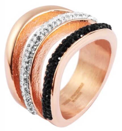 Akzent Edelstahlring für Damen, roségoldfarben