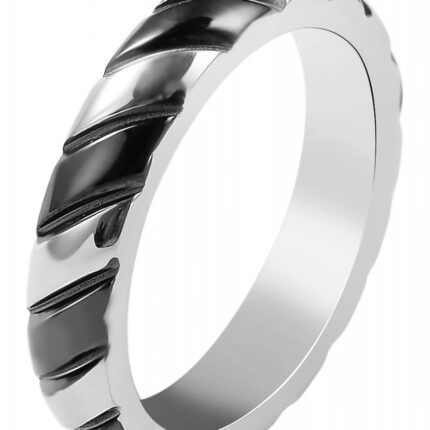 Akzent Damen-Ring aus Edelstahl, silberfarbig schwarz