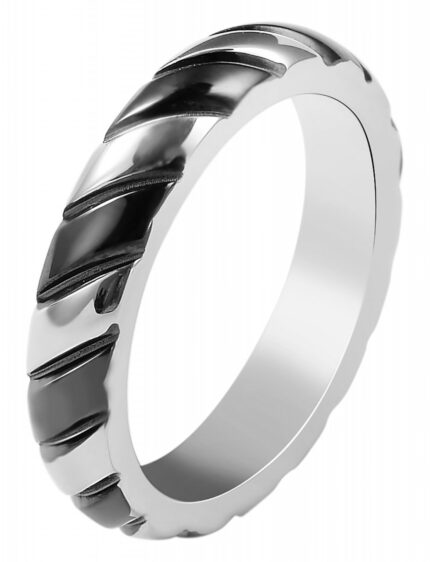 Akzent Damen-Ring aus Edelstahl, silberfarbig schwarz