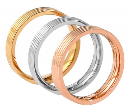 Akzent Damenringe, 3-tlg., Edelstahl, Ionenplattiert, silber-, gold- & roségo...