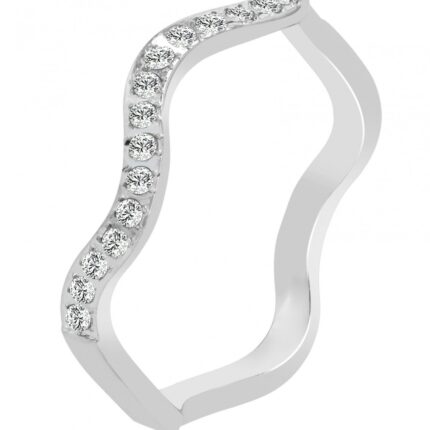 Akzent Damenring "Solstice" aus Edelstahl, geschwungenes Design & Besatz