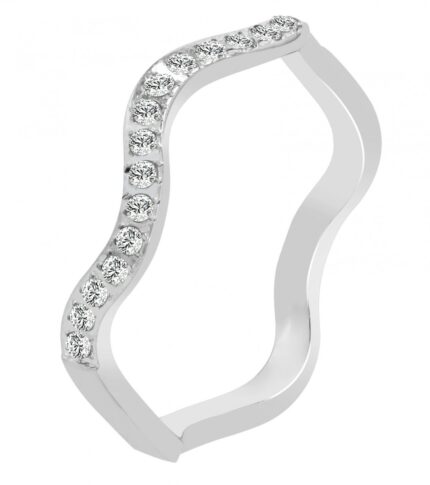 Akzent Damenring "Solstice" aus Edelstahl, geschwungenes Design & Besatz