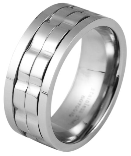 Akzent Herren-Ring aus Edelstahl, silberfarbig