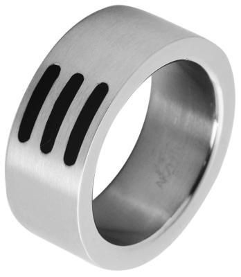 Akzent Herren-Ring aus Edelstahl, silberfarbig/ schwarz