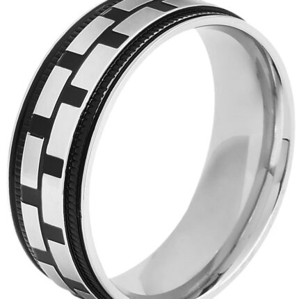 Akzent Herren-Ring aus Edelstahl, silberfarbig/ schwarz
