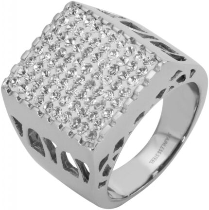 Akzent Herren-Ring aus Edelstahl, Strass, silberfarbig