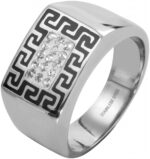 Akzent Herren-Ring aus Edelstahl, Strass, silberfarbig/ schwarz - Image 4