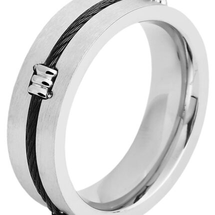 Akzent Herren-Ring aus Edelstahl, silberfarbig/ schwarz