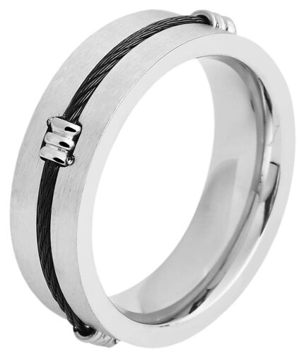 Akzent Herren-Ring aus Edelstahl, silberfarbig/ schwarz