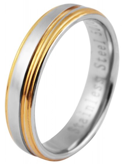 Akzent Herrenring aus Edelstahl, silber- / goldfarben