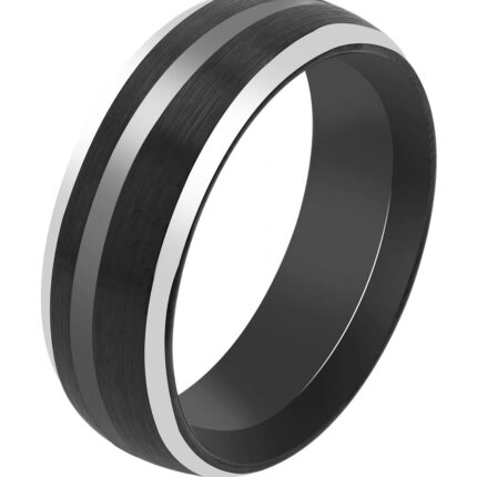 Akzent Herrenring "Moros" aus Tungsten, schwarz/silberfarben - matt/poliert