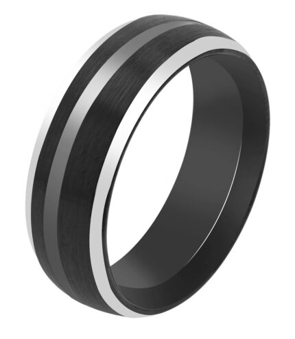 Akzent Herrenring "Moros" aus Tungsten, schwarz/silberfarben - matt/poliert