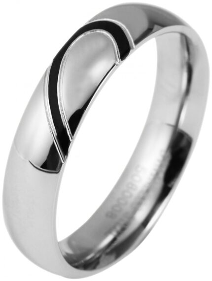 Akzent Herren-Partnerring aus Edelstahl, silberfarbig/ schwarz