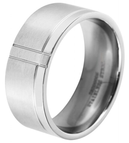 Akzent Herren-Partnerring aus Edelstahl, silberfarbig