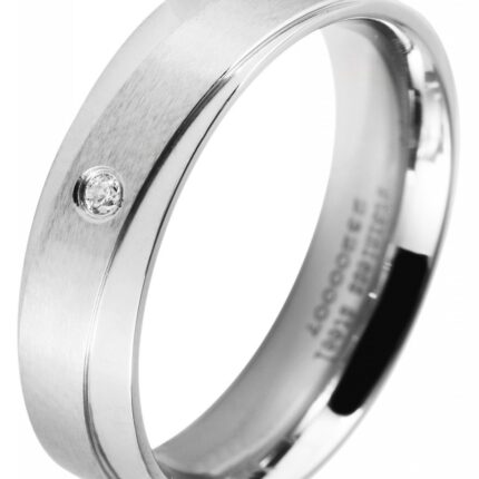 Akzent Damen-Partnerring, Edelstahl, Similibesatz, silberfarben