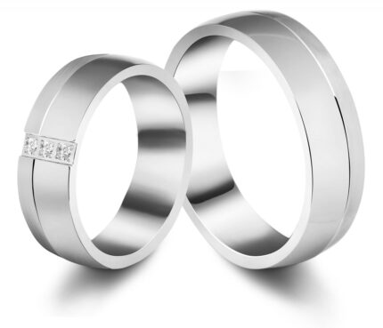 Akzent Damen-Partnerring aus Titan, mit Similibesatz, silberfarbig